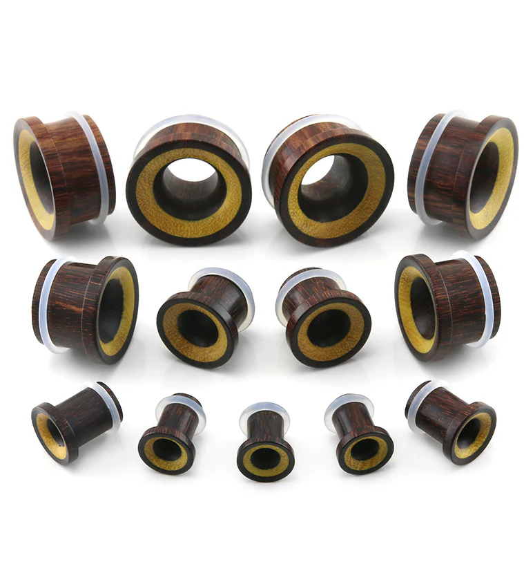 Single Flare Dark Tamarind Wood Tunnels with Jackfruit Inlay - Mrs Treak