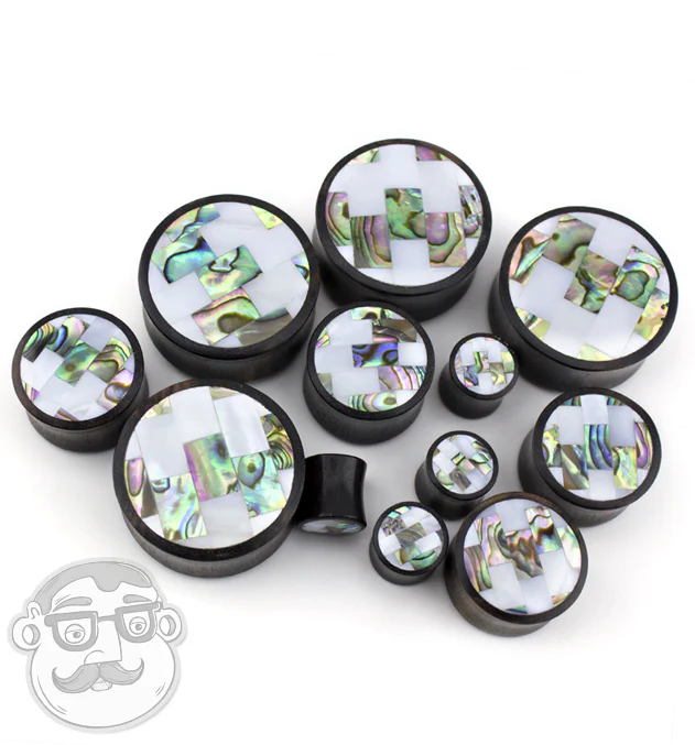 Tiled MOP & Abalone Shell Wood Plugs - Mrs Treak