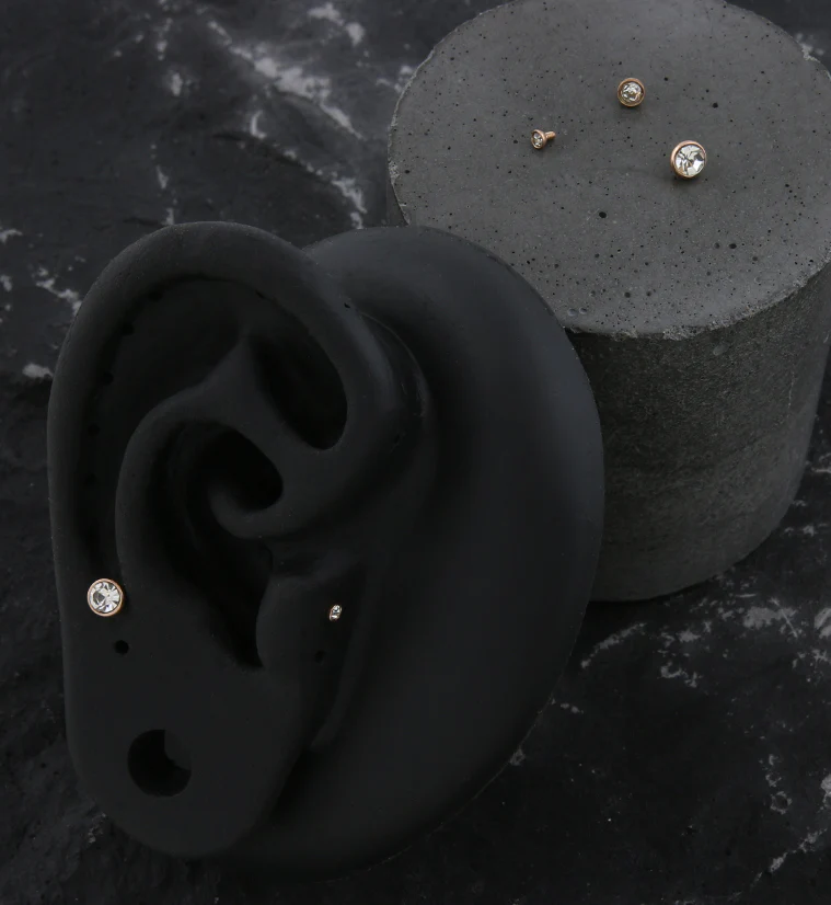 Rose Gold PVD Bezel Clear CZ Stainless Steel Internally Threaded Top - Mrs Treak