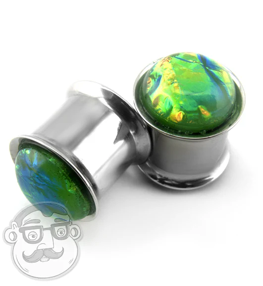 Green Ivy Foil Stainless Steel Plugs - Mrs Treak