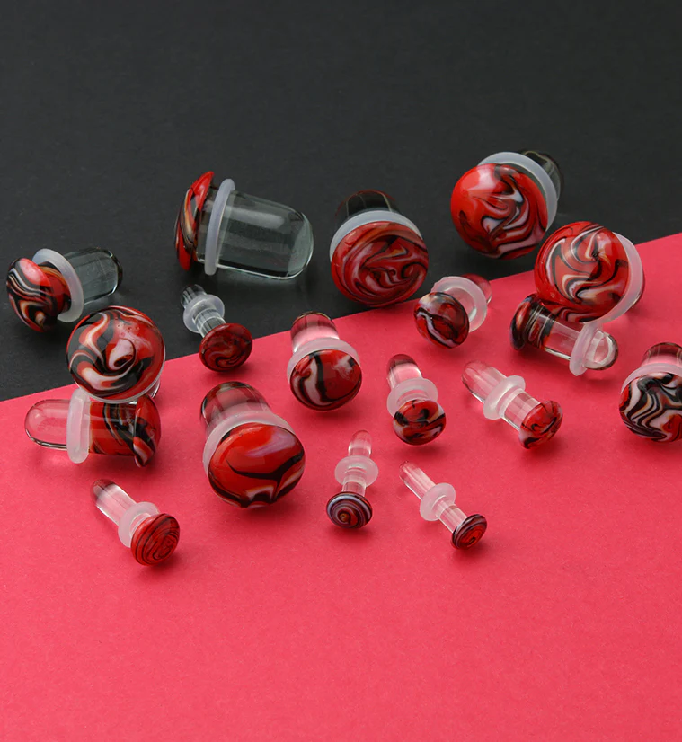 Red Haze Single Flare Glass Plugs - Mrs Treak