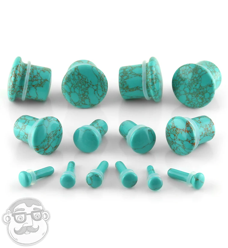 Howlite Turquoise Stone Plugs - Single Flare - Mrs Treak