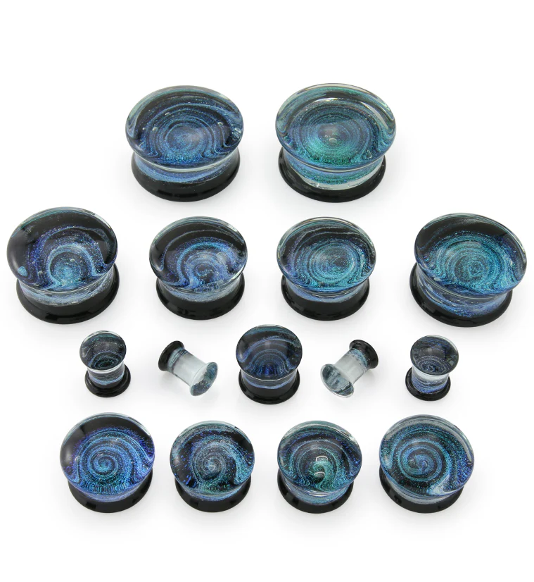 Twilight Cosmos Glass Double Flare Plugs - Mrs Treak