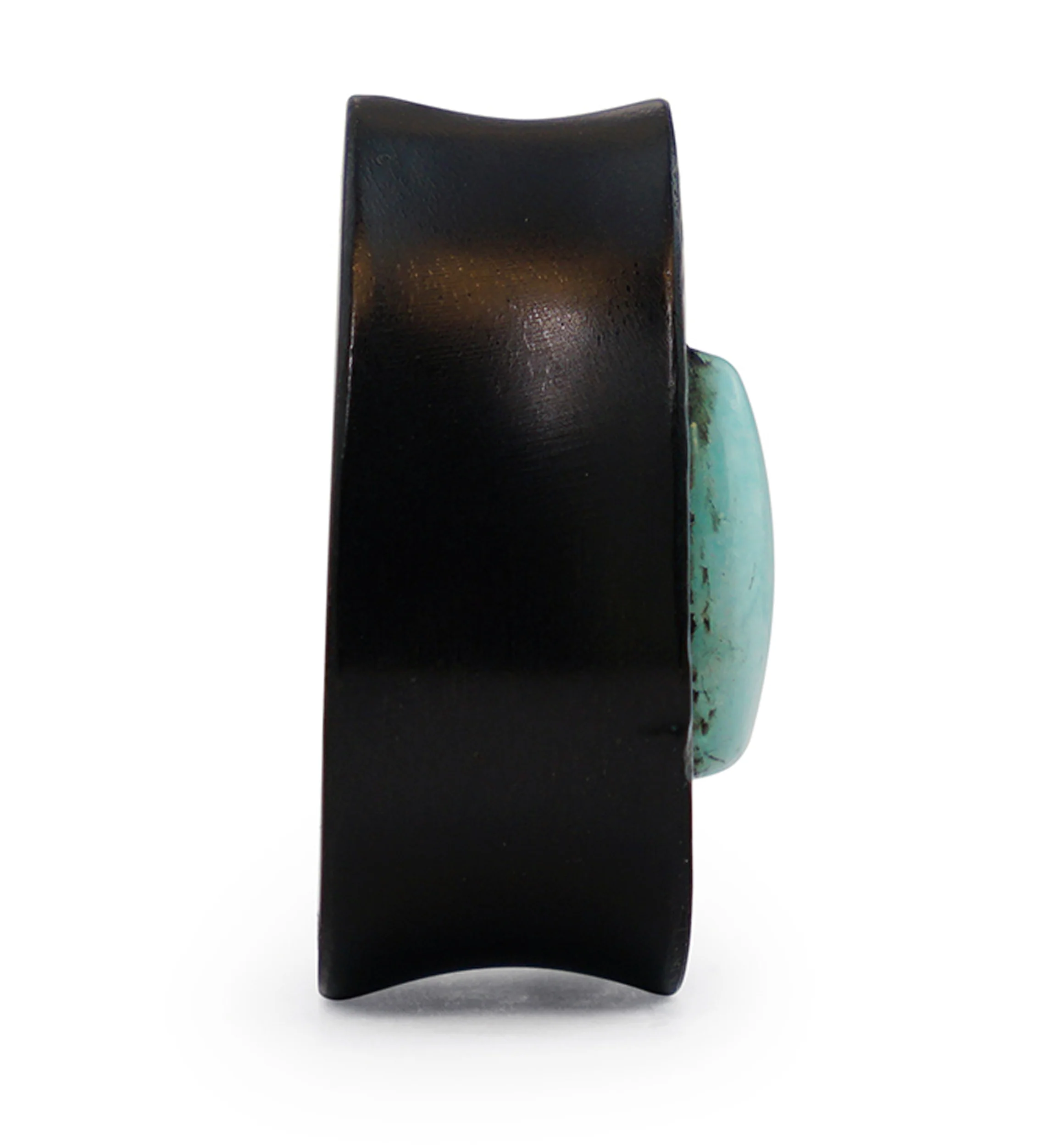 Hammered Areng Wood Teardrop Plugs with Teardrop Amazonite Stone Inlay - Mrs Treak