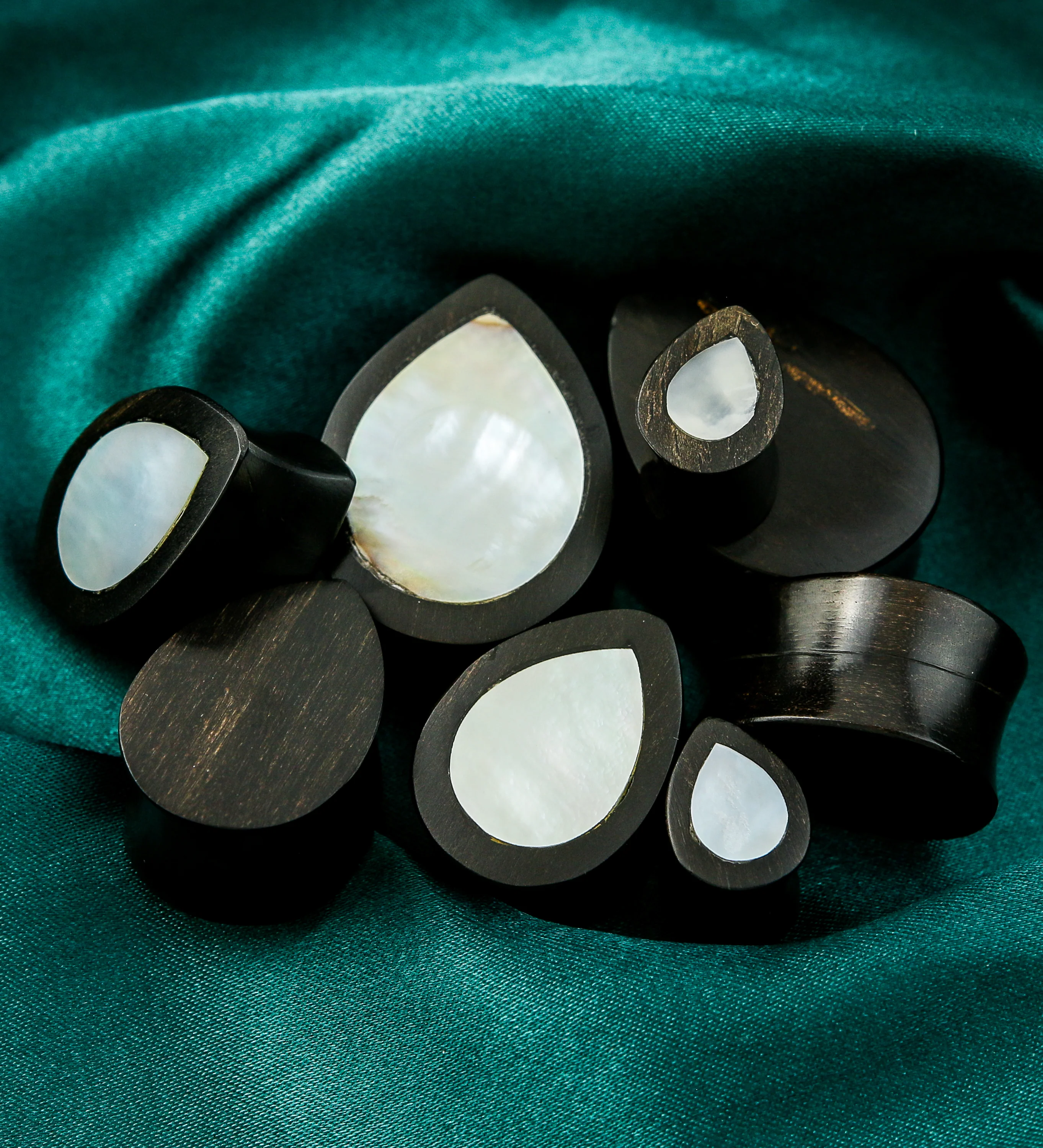 Mother of Pearl Areng Wood Teardrop Plugs - Mrs Treak