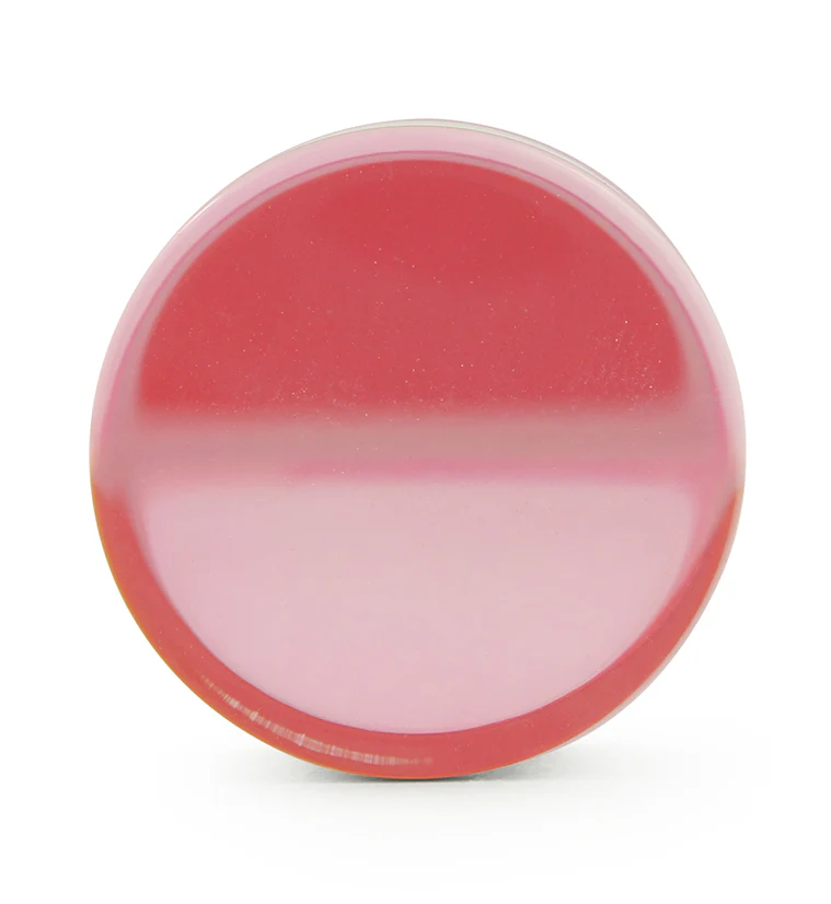 Pink Iridescent Glass Double Flare Plugs - Mrs Treak