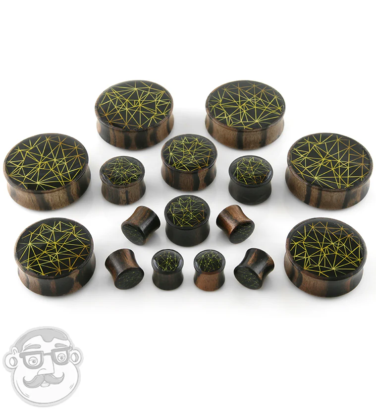 Areng Wood Plugs with Geometric Inlay - Mrs Treak