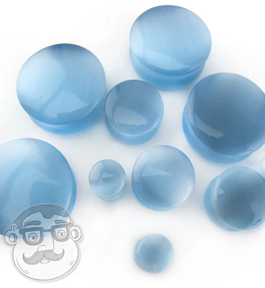 Aqua Cat's Eye Glass Plugs - Mrs Treak
