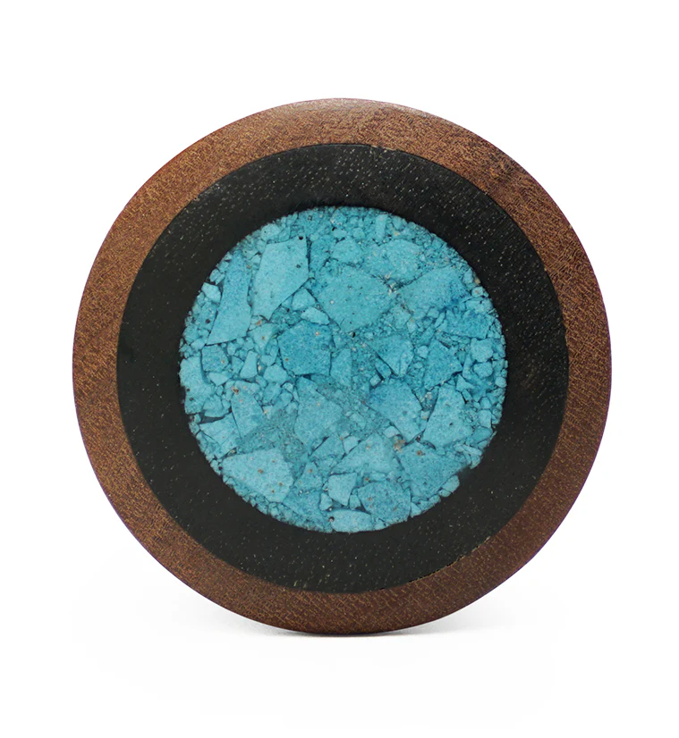 Saba Wood Plugs with Target Turquoise Inlay - Mrs Treak