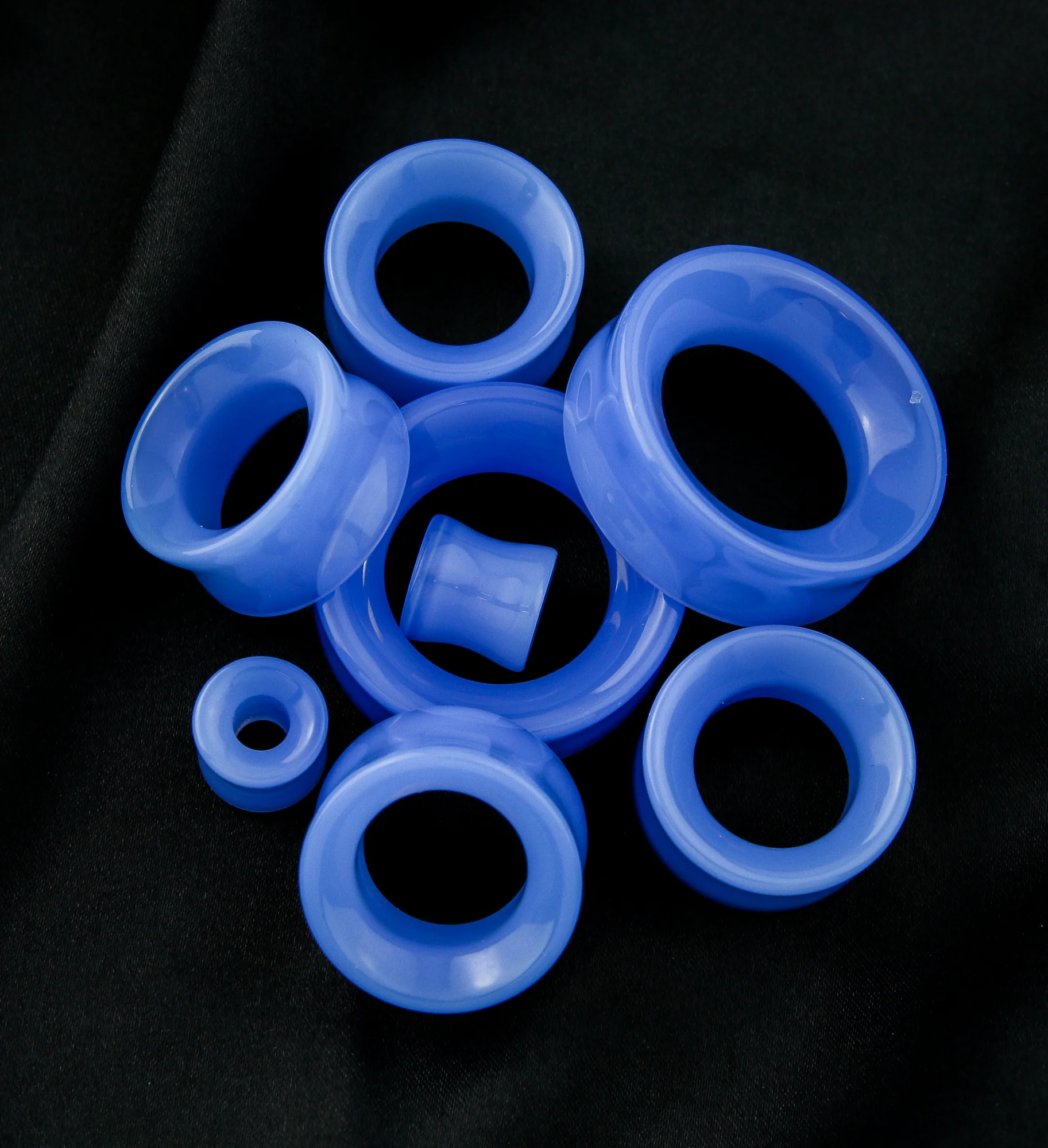 Periwinkle Glass Double Flare Tunnel Plugs - Mrs Treak