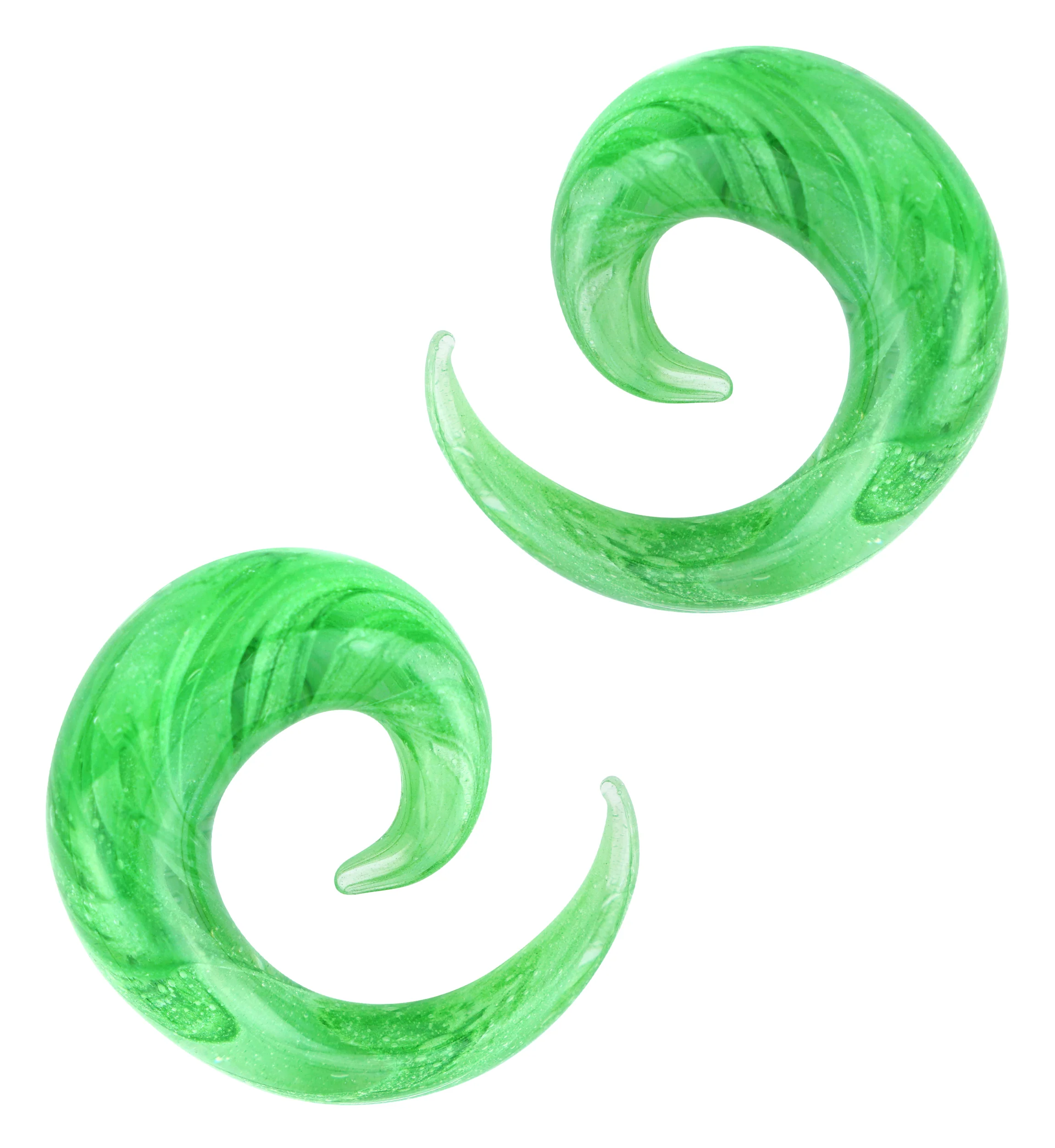 Green Swirl Glass Spirals - Mrs Treak