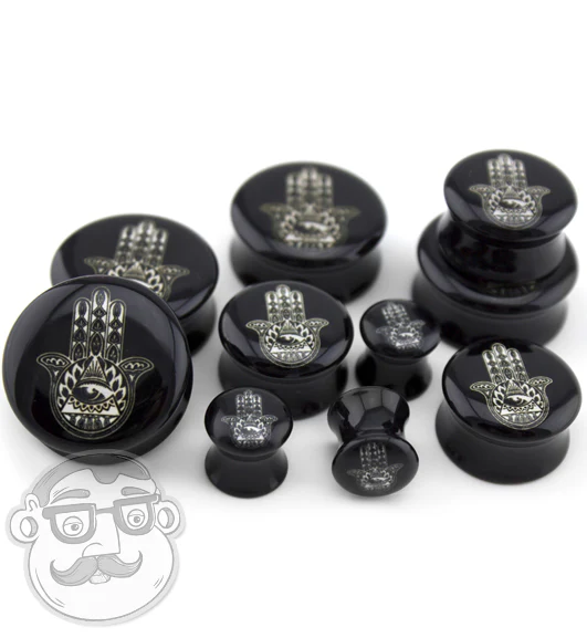 Black Hamsa Hand Plugs - Mrs Treak