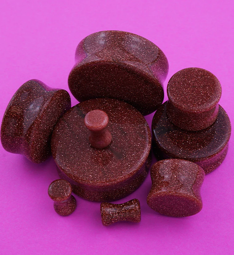 Goldstone Glass Plugs - Mrs Treak