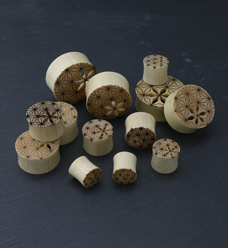 Flower of Life Engraved Crocodile Wooden Tunnels - Mrs Treak