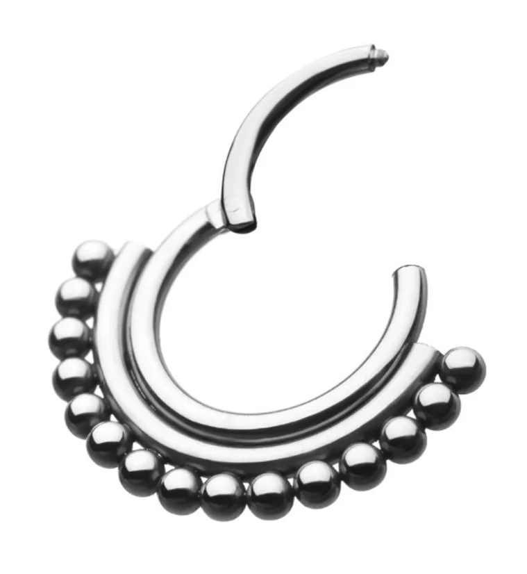 Beaded Overlay Titanium Hinged Segment Ring - Mrs Treak
