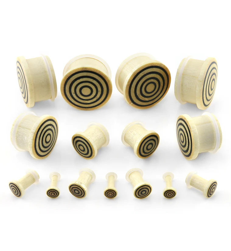 Single Flare Crocodile Wood Plugs with Triple Target Inlay - Mrs Treak