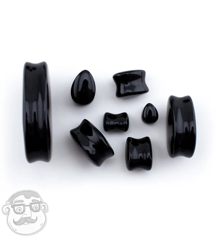 Black Obsidian Stone Teardrop Plugs - Mrs Treak