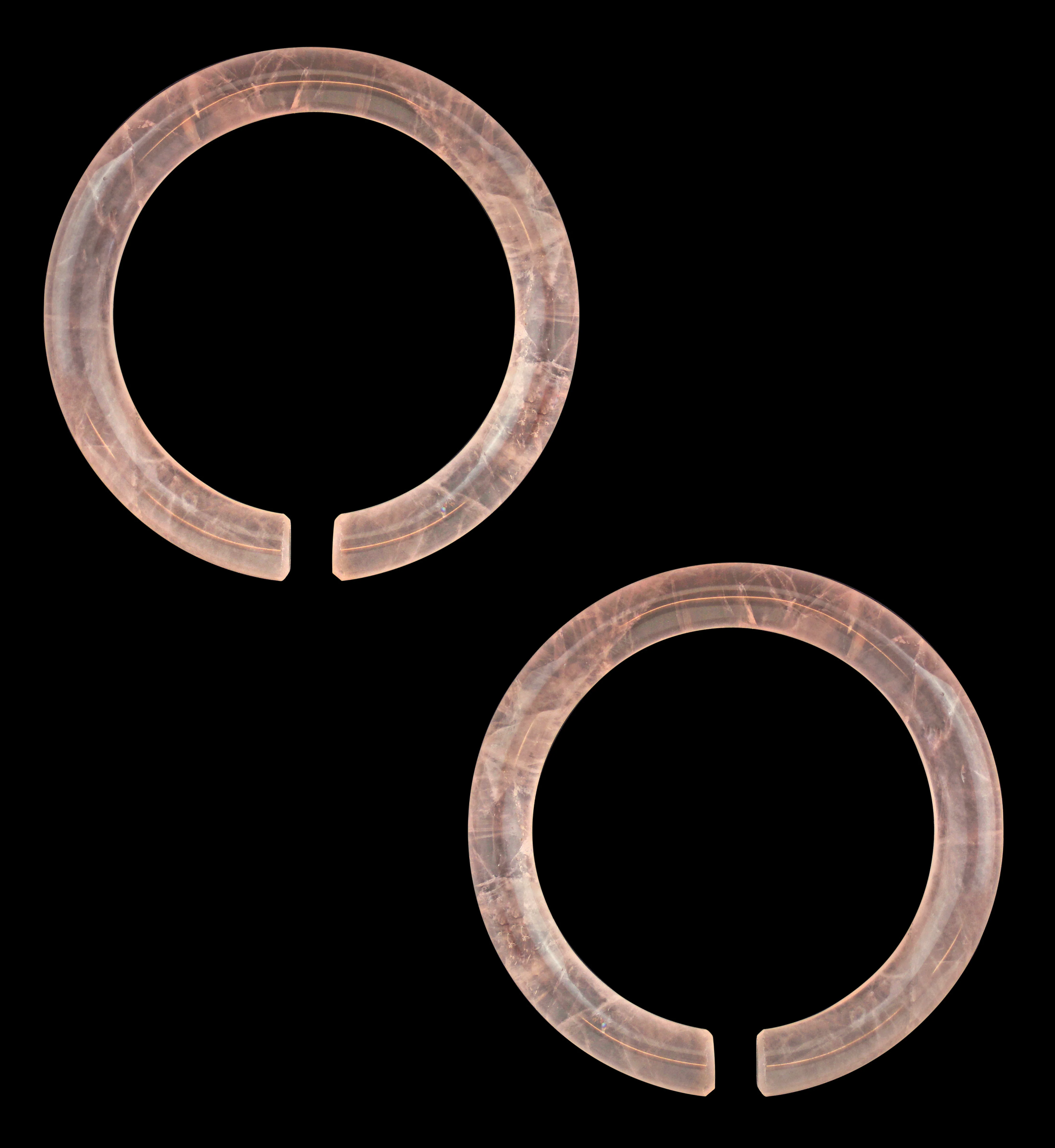Rose Quartz Stone Hoop Plugs - Mrs Treak