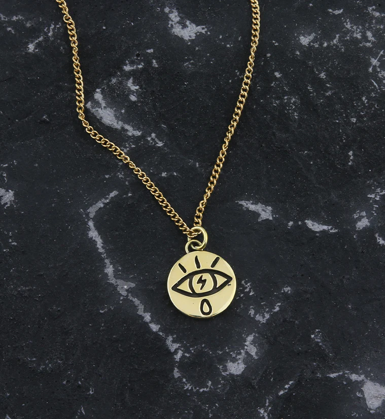 Electric Eye Brass Charm Necklace - Mrs Treak
