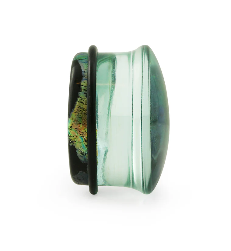 Green Dichroic Glass Plugs - Single Flare - Mrs Treak