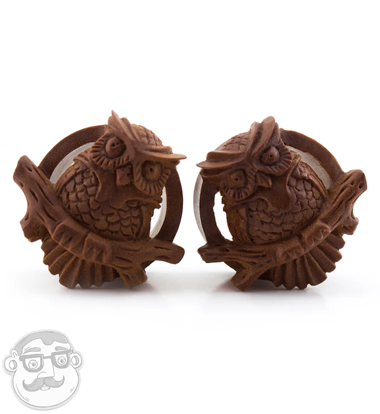 Owl Perch Carved Saba Wood Tunnels - Mrs Treak