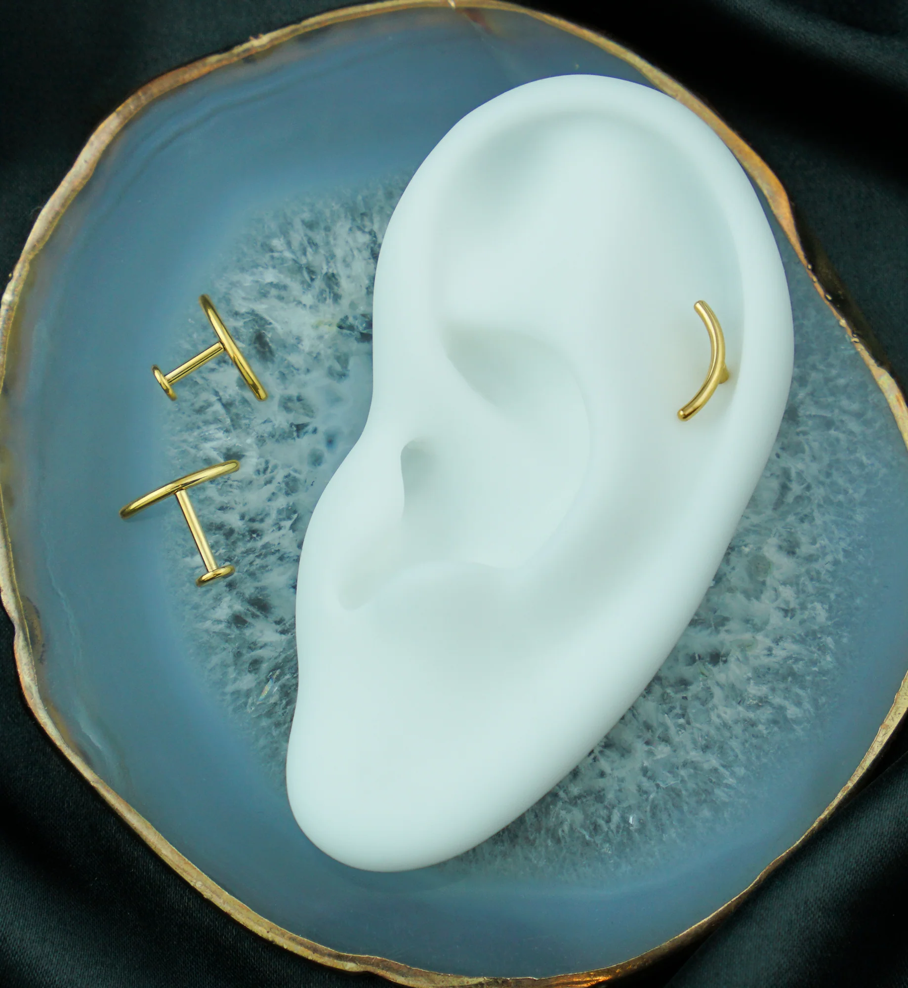 Gold PVD Curved Bar Titanium Internally Threaded Labret - Mrs Treak