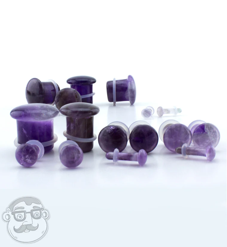 Purple Amethyst Single Flare Stone Plugs - Mrs Treak