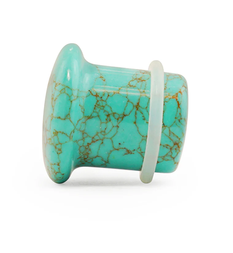 Howlite Turquoise Stone Plugs - Single Flare - Mrs Treak