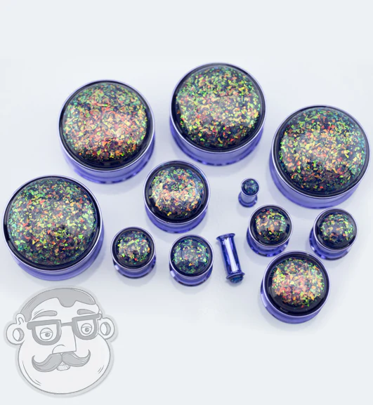 Purple Opalite Flash PVD Stainless Steel Plugs - Mrs Treak