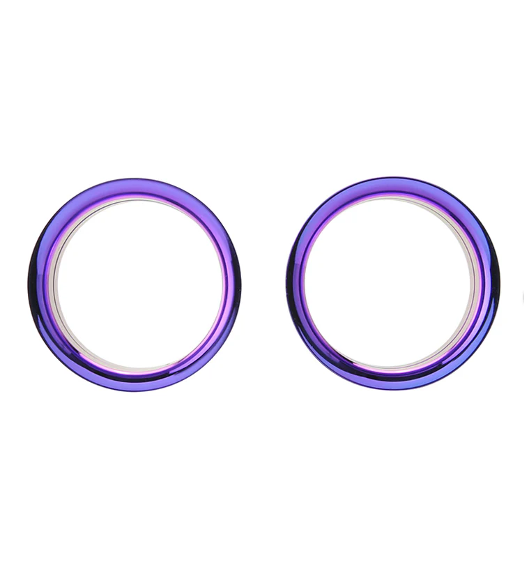 Purple Anodized Stainless Steel Internally Threaded Tunnel Plugs - Mrs Treak