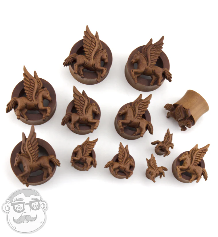 Pegasus Carved Saba Wood Tunnels - Mrs Treak