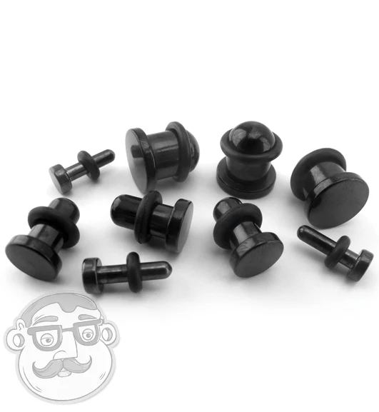 Simple Single Flare Black Steel Plugs - Mrs Treak