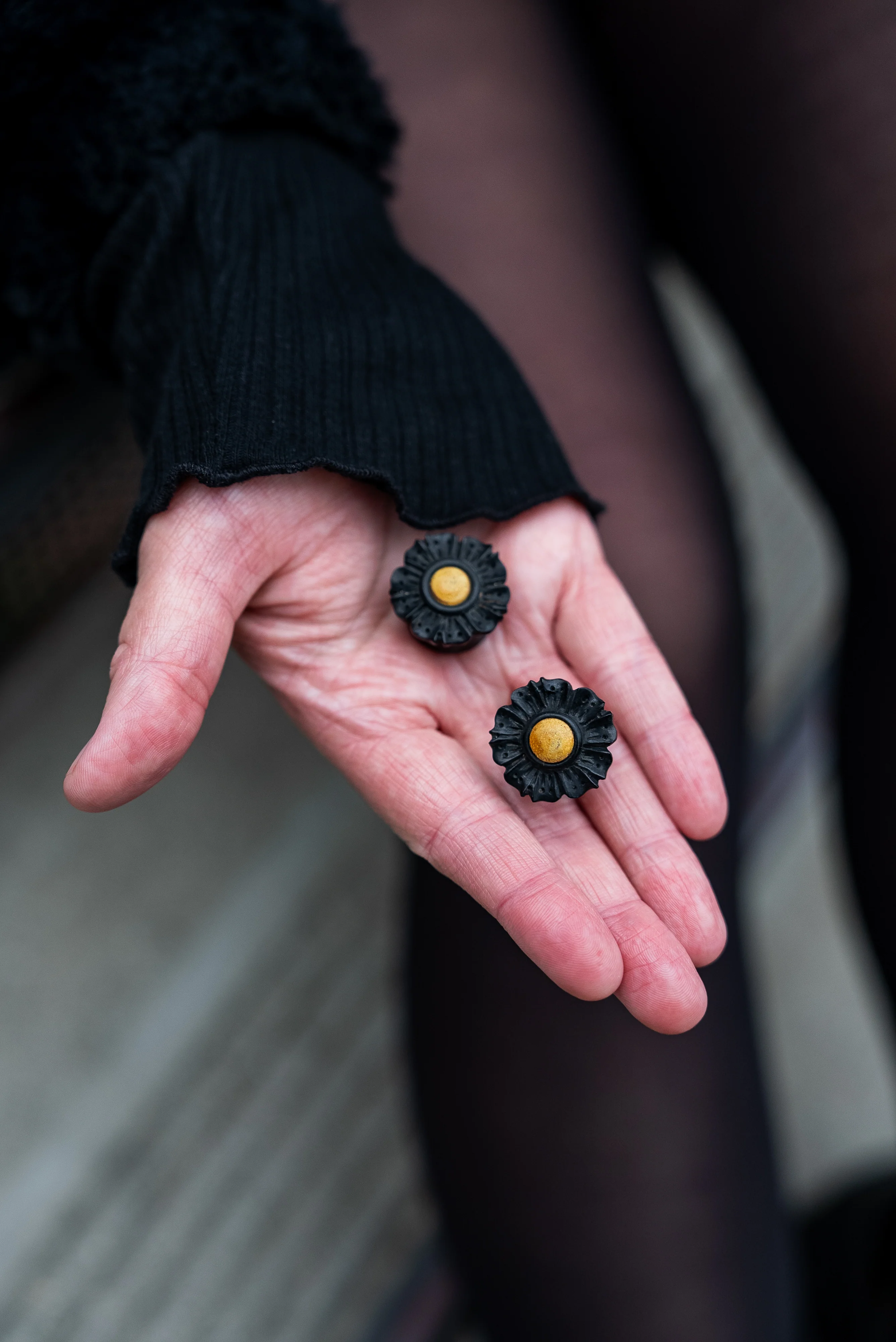 Floral Mayan Flared Wooden Plugs with Jackfruit Wood Inlay - Mrs Treak