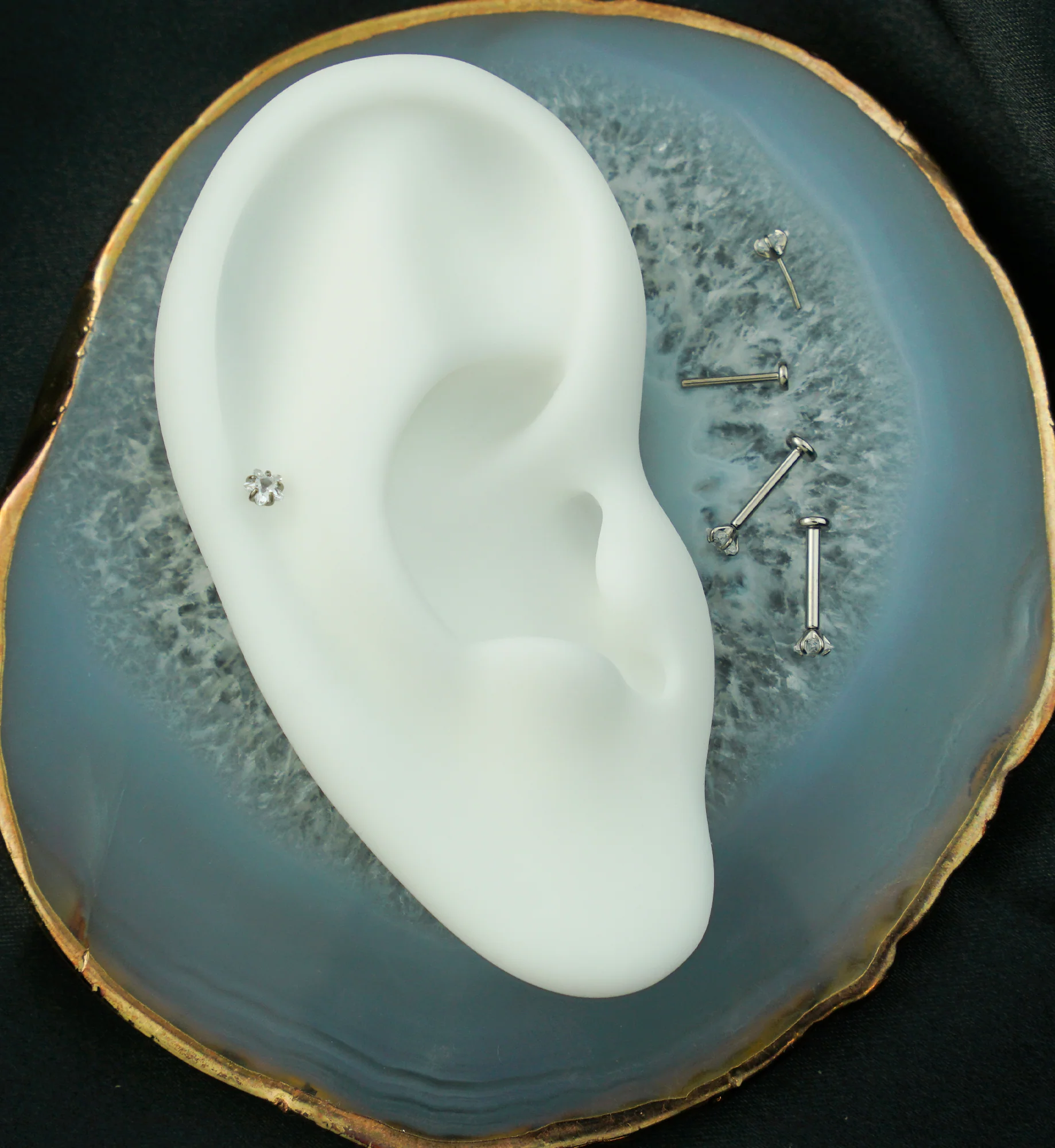 Star Prong Clear CZ Titanium Threadless Labret - Mrs Treak