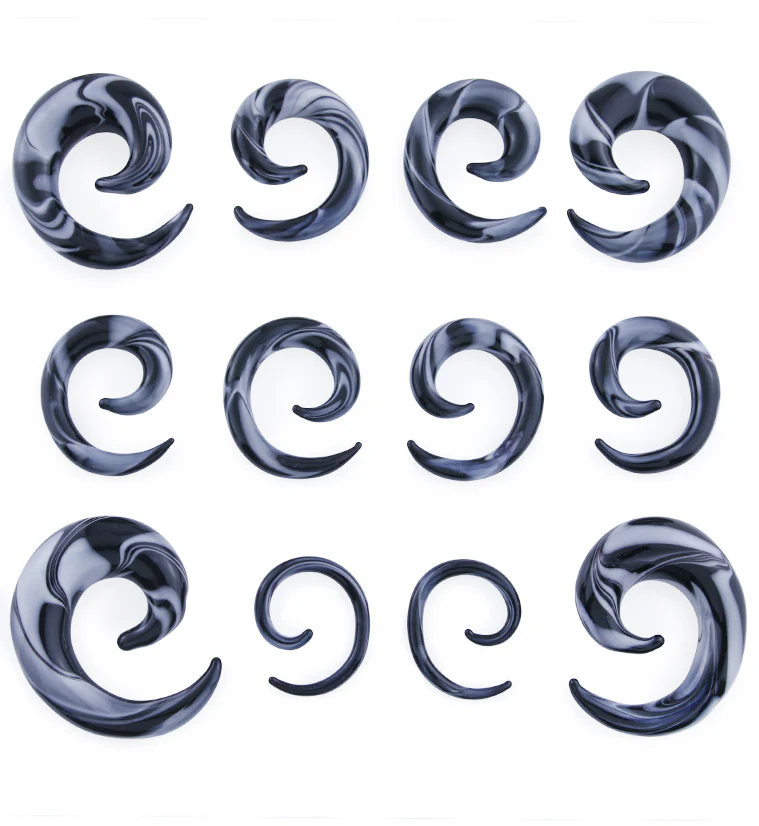 White & Black Swirl Glass Spirals - Mrs Treak