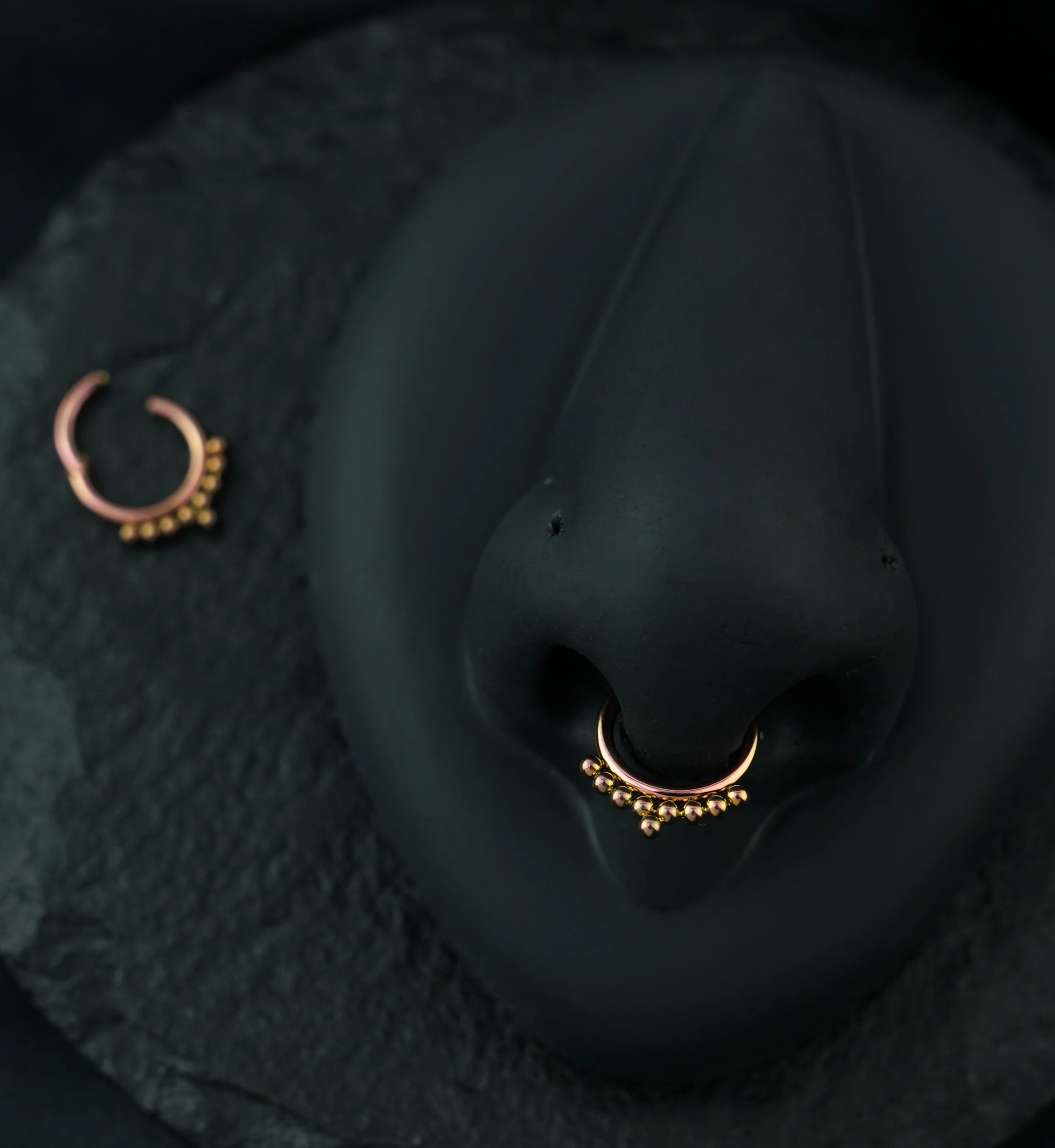 Rose Gold Anodized Beaded Row Hinged Segment Ring - Mrs Treak