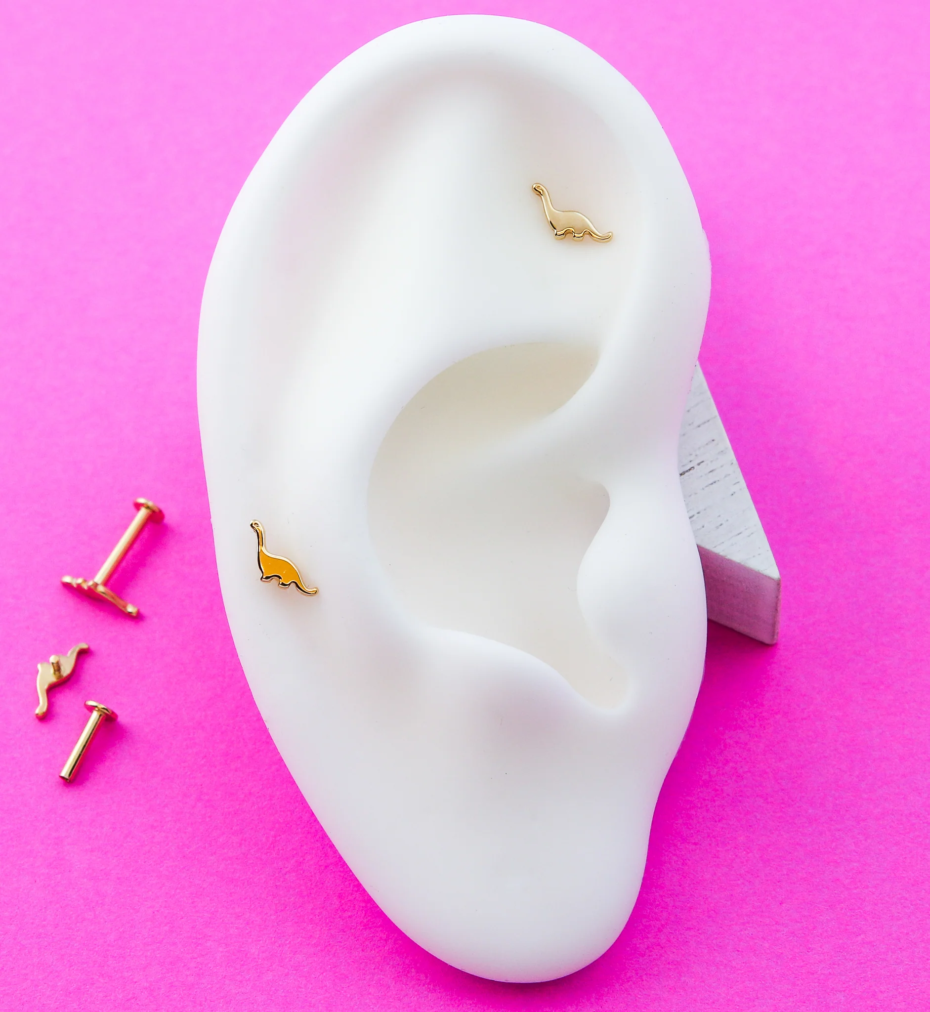 14kt Gold Dinosaur Internally Threaded Labret - Mrs Treak