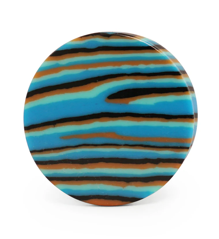 Striped Blue Agate Stone Plugs - Mrs Treak