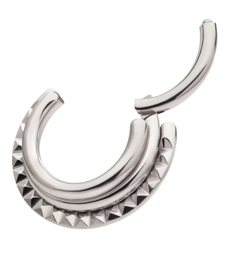 Triple Stacked Polyhedra Titanium Hinged Segment Ring - Mrs Treak