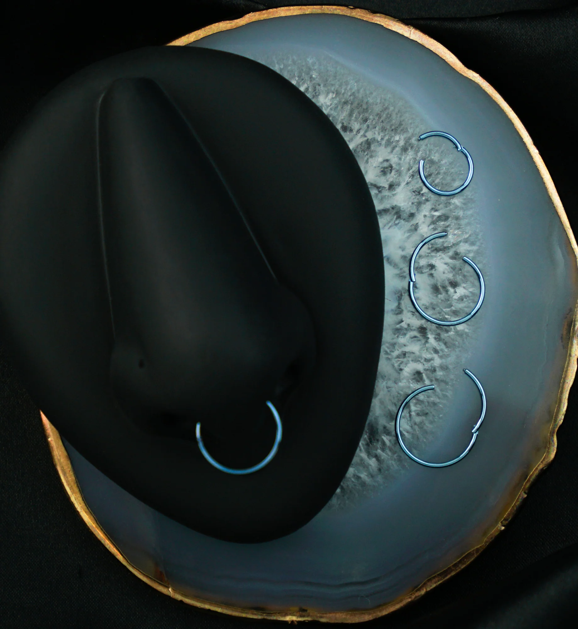 Light Blue Anodized Titanium Hinged Segment Hoop Ring - Mrs Treak