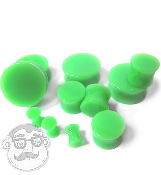 Green Double Flare Solid Plugs - Mrs Treak