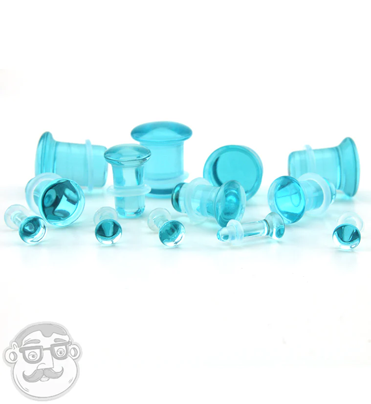 Ocean Blue Glass Plugs - Single Flare - Mrs Treak