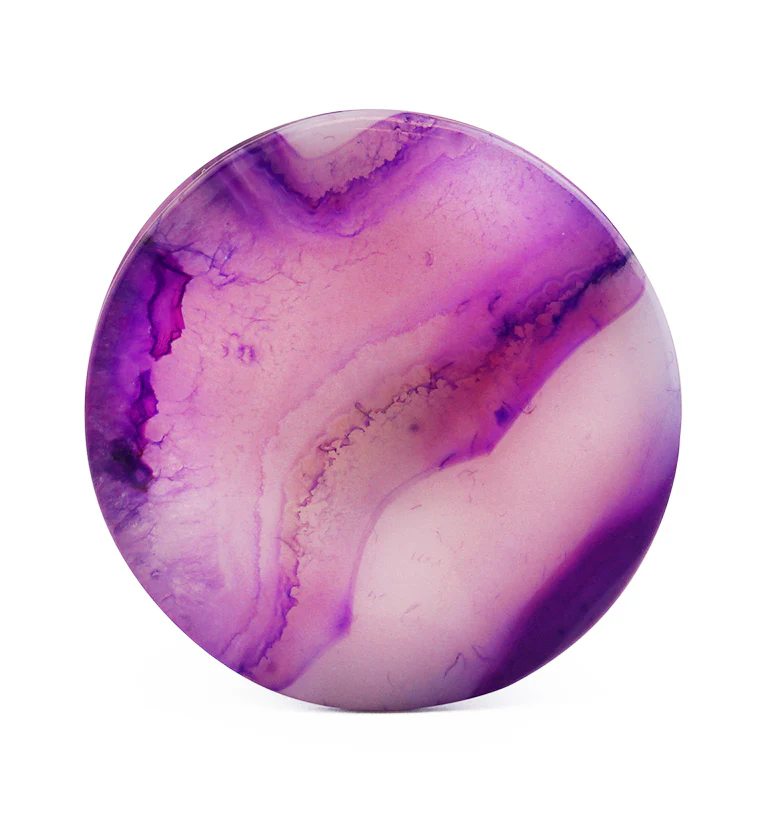 Purple Line Agate Stone Plugs - Mrs Treak