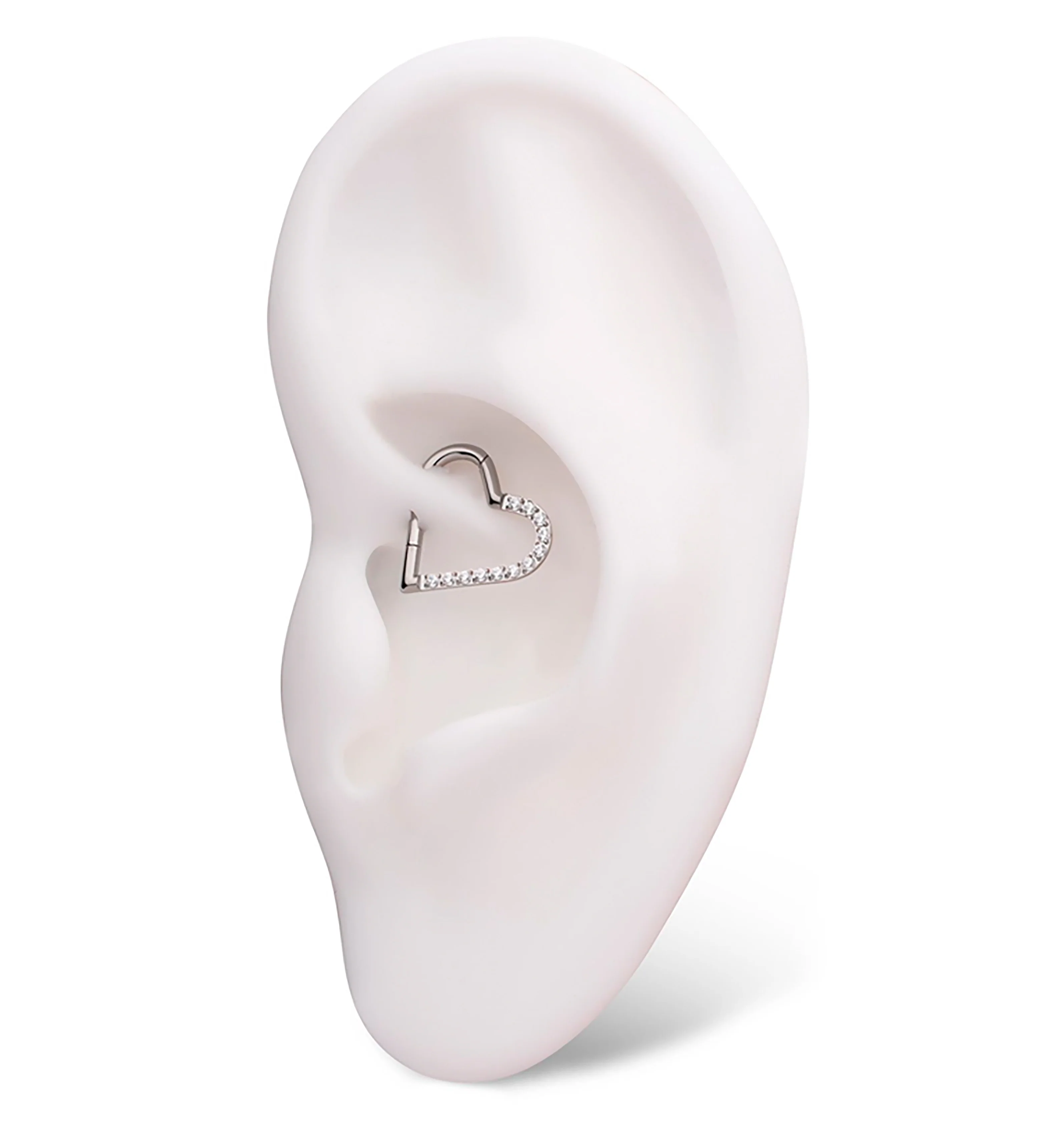 Divided Heart Clear CZ Titanium Hinged Segment Ring - Mrs Treak