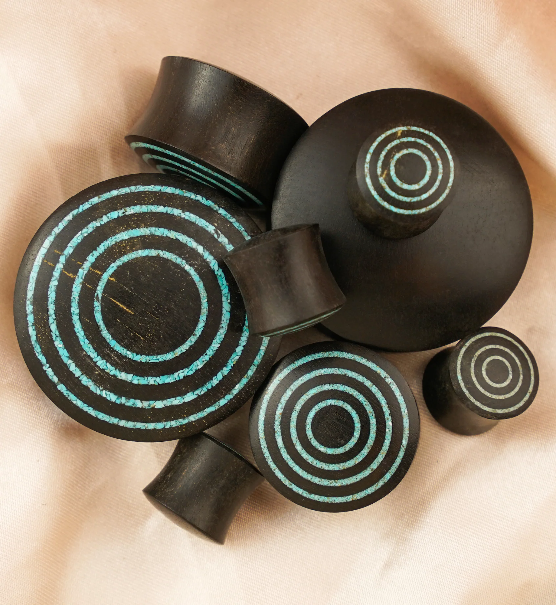Target Turquoise Stone Inlay Areng Wooden Plugs - Mrs Treak