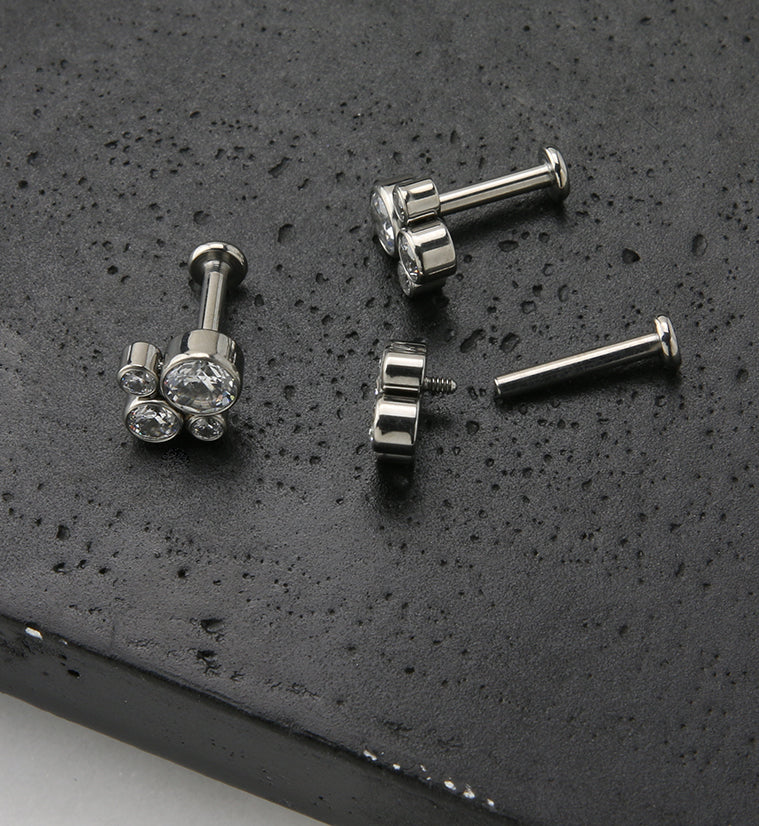 Tetrad Clear CZ Titanium Labret - Mrs Treak