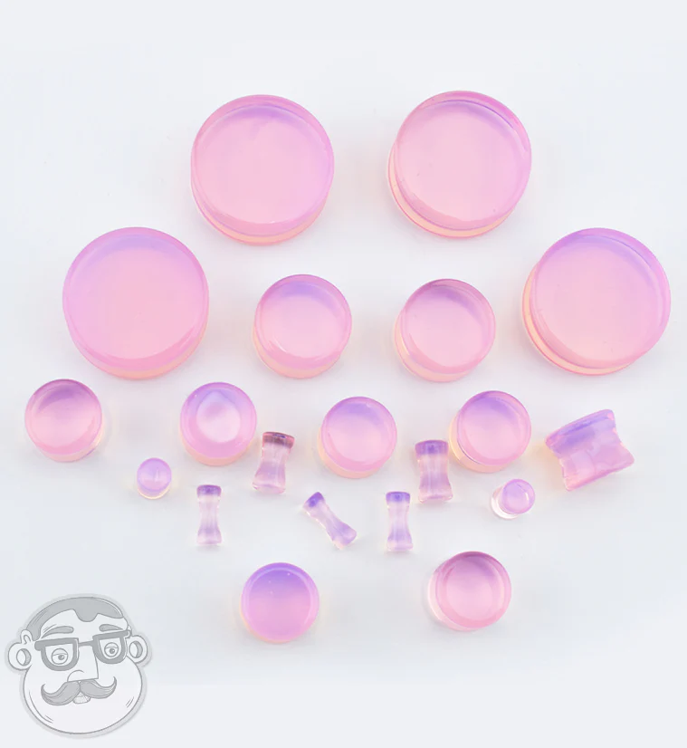 Pink Opalite Glass Plugs - Mrs Treak