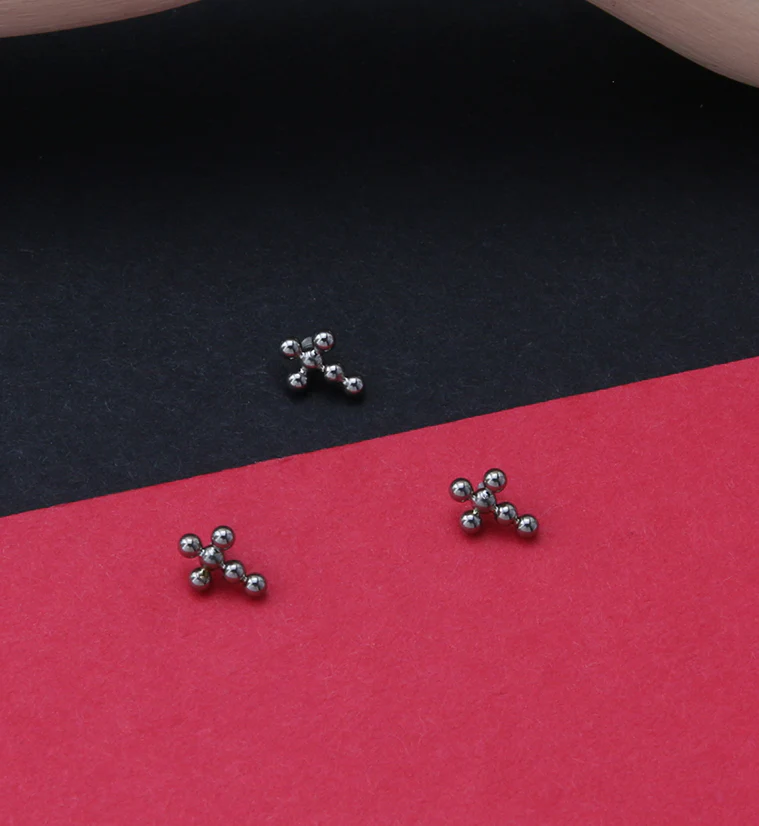 Beaded Cross Titanium Internally Threaded Top - Mrs Treak