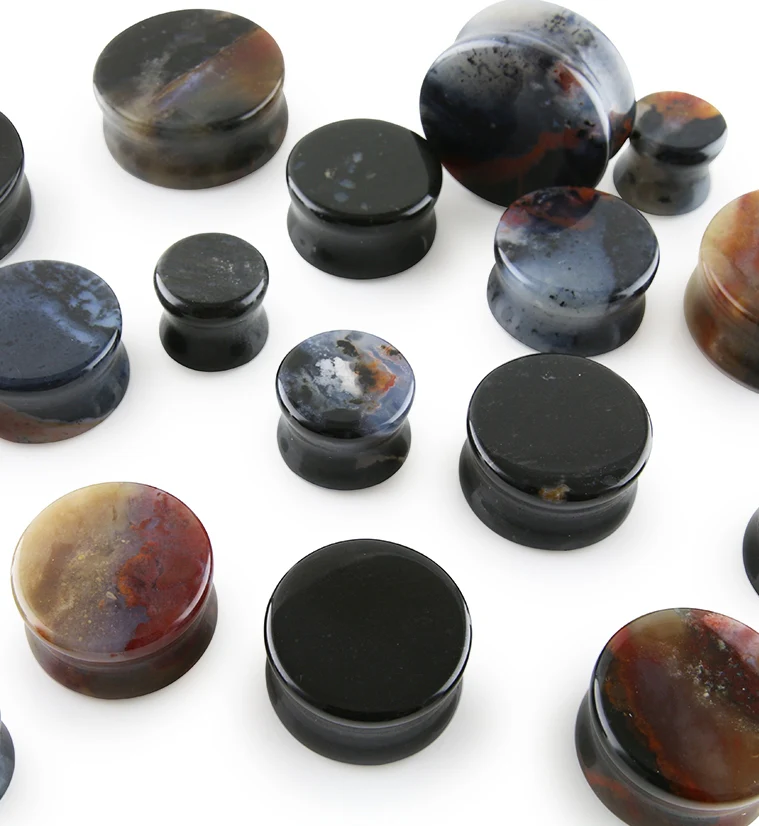 Black & Red Onyx Stone Plugs - Mrs Treak