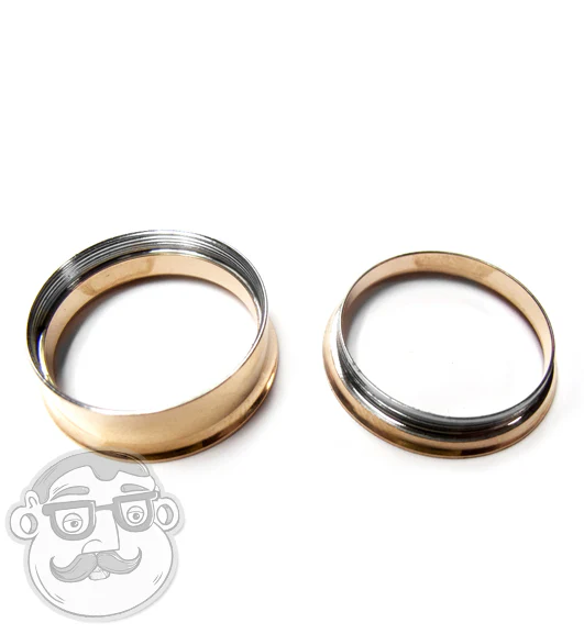 Rose Gold PVD Steel Internally Threaded Tunnel Plugs - Mrs Treak